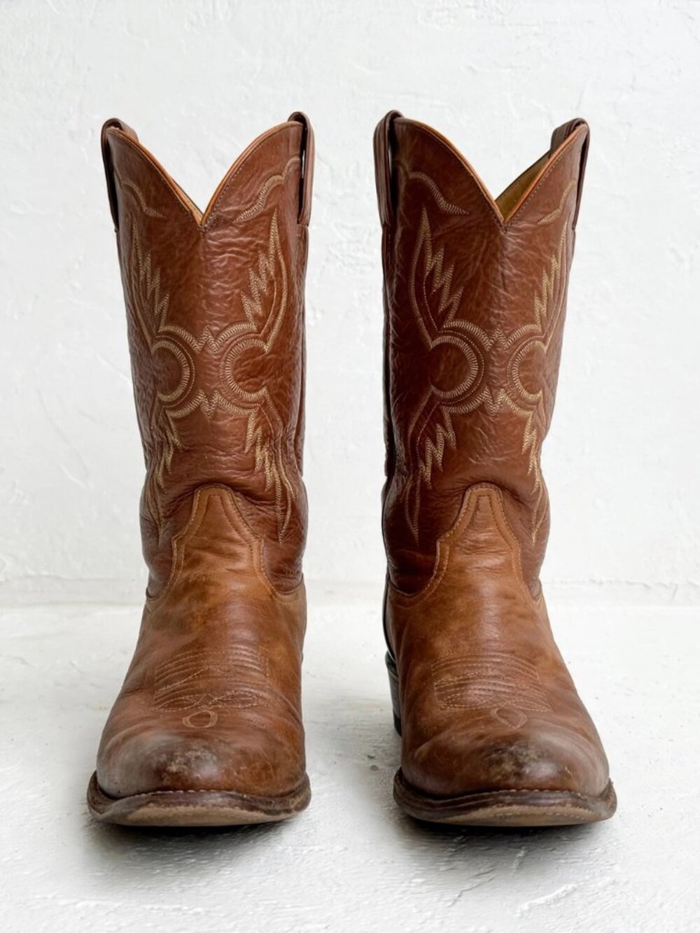 Tony Lama Vintage Cowboy Boots 11 Brown Two Tone Distressed Western El Paso